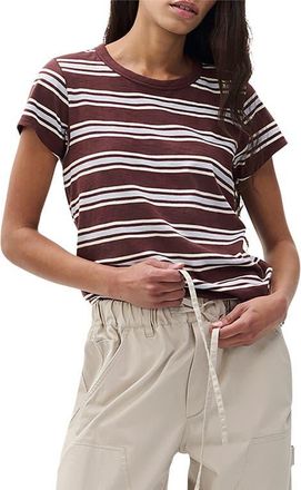 Rag & Bone The Slub Stripe T-Shirt in Brown Blue Multi at Nordstrom, Size Xx-Small