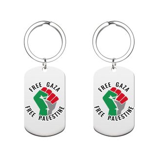 Generic Free Gaza Free Palestine Metal Key Chain for Women Mens Keychains Dog Tag Keyring Gift Decoration