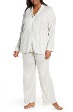 Nordstrom Moonlight Pajamas in Grey Pearl Heather Stripe at Nordstrom, Size 2X