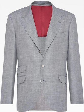 Brunello Cucinelli Medium Grey Wool Blend Blazer, Brand Size 50 (US Size 40)