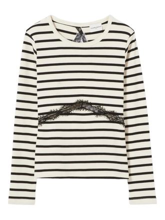 Claudie Pierlot striped lace-band top - Beige