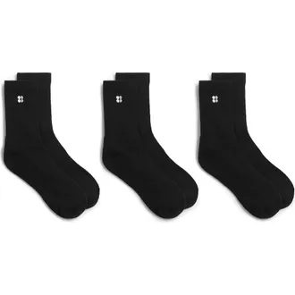Sweaty Betty Essentials 3-Pack Crew Socks in Black at Nordstrom, Size 2-5