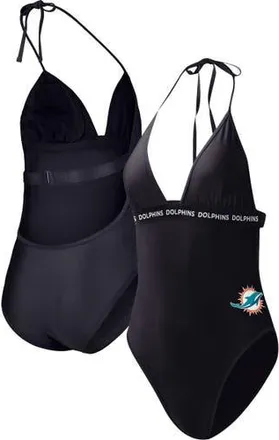 G-III 4Her by Carl Banks Womens G-III 4Her by Carl Banks Black Miami Dolphins Full Count One-Piece Swimsuit at Nordstrom, Size Xx-Large