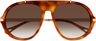 Chlo&eacute; 58mm Gradient Round Sunglasses in Havana at Nordstrom