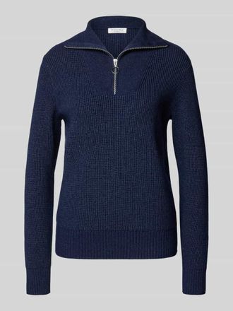 Christian Berg Strickpullover mit Troyer-Kragen in Dunkelblau Melange, Größe M