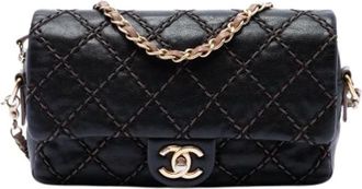 Chanel Pre-owned Quilted Calf Leather Crossbody Bag - Dames - Pre-owned - Zwart - Maat: ONE Size Leer