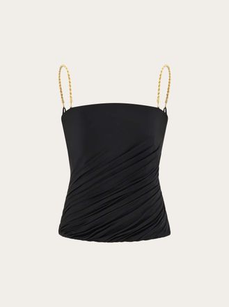 Ferragamo Women Gathered top with chain detail Black