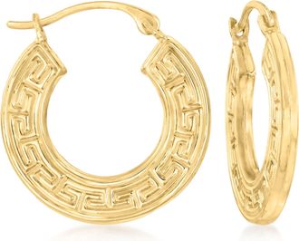 Canaria Canaria 10kt Yellow Gold Greek Key Hoop Earrings