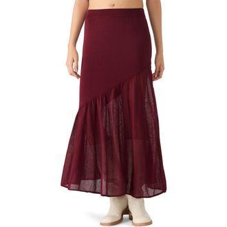 Steve Madden Aneira Asymmetric Knit Maxi Skirt in Wine at Nordstrom Rack, Size Large