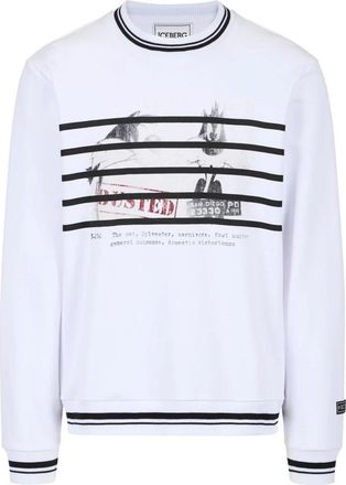 Iceberg Optisch wit regular fit sweatshirt in katoenmix fleece met Looney Tunes print - Heren - Sweatshirts - Wit - L - Katoen - Hoodies & sweatvesten