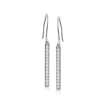 Ross-Simons Lab-Grown Diamond Linear Drop Earrings in Sterling Silver