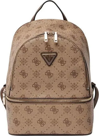 Guess Womens Backpack Latte Logo Polyurethane Bags - Backpacks