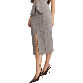 Good American Plaid Midi Skirt in Glen Plaid001 at Nordstrom Rack, Size 2