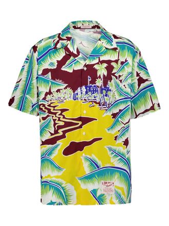 Valentino Garavani Surf Rider-print cotton bowling shirt - men - Cotton - 48 - Blue