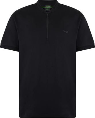 HUGO BOSS T-shirt met ritssluiting - Heren - T-shirts - Zwart - L - Katoen - Tops