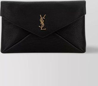 Saint Laurent cassandre large lambskin leather envelope clutch bag