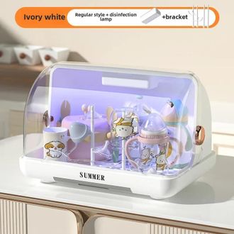 OEM Caja De Almacenamiento Antipolvo Para Biberones Con Escurridor Y Soporte Para Desinfecci&oacute;n Uv (blanca)