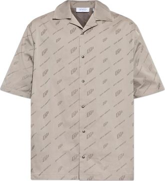 Off-white Logo Shirt - Heren - Korte mouwen Overhemden - Beige - XS - Katoen - Overhemden