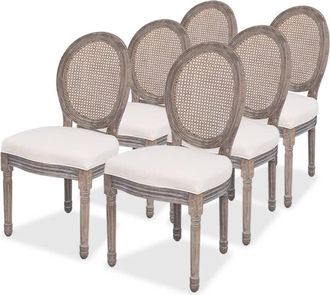 vidaXL Sillas De Comedor 6 Unidades Tela Color Crema Vidaxl