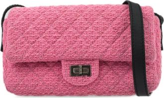 Chanel 2009 2.55 Flap shoulder bag - women - Leather/Wool - One Size - Pink