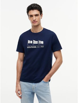 Tommy Hilfiger Mens Hilfiger Multi-Flag Logo T-Shirt - Navy - XXXL