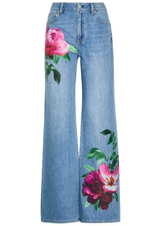 Alice & Olivia Chic Floral-print Straight-leg Jeans - Blue - 27 (W27 / UK8-10 / S)