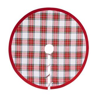 Solino Home Linen Tree Skirt - Plaid Linen Christmas Tree Skirt in White Stewart Plaid at Nordstrom, Size Medium