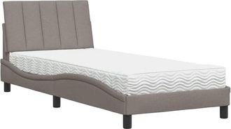 vidaXL Cama Con Colch&oacute;n Tela Gris Taupe 90x190 Cm Vidaxl