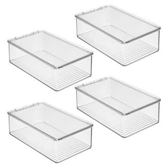 iDesign Stackable Plastic Shoe Box with Hinged-Lid for Sneakers, Sandals, and Flats, Set of 4, Clear at Nordstrom