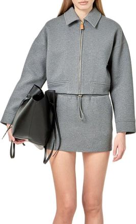 English Factory Crop Zip Cotton Jacket in Charcoal at Nordstrom, Size X-Small