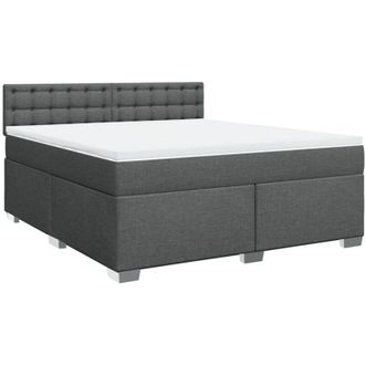 vidaXL Vidaxl - Cama Box Spring Con Colch&oacute;n Tela Gris Oscuro 180x200 Cm