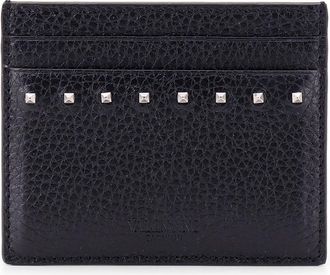 Valentino Garavani Leather Card Holder With Stud Detail
