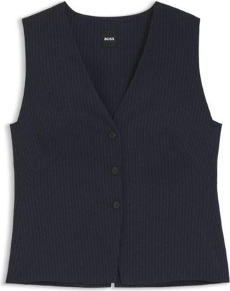 BOSS Slim-fit vest in pinstripe stretch crepe