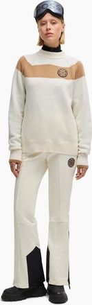 HUGO BOSS Womens Rib Crew Neck Raglan Long Sleeve Sweater - White - Size: 12