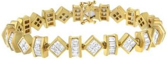 House of Brilliance 14K Yellow Gold 7.50 Cttw Princess and Baguette Diamond Geometric Link Bracelet at Nordstrom