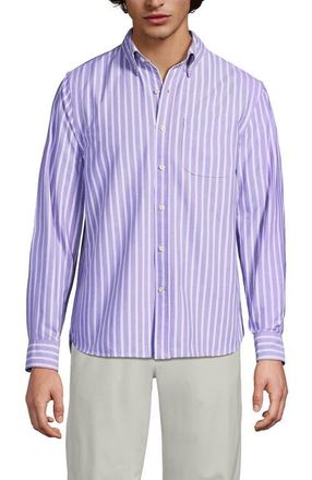 Lands End Traditional Fit Comfort-First Sail Rigger Oxford Shirt in Violet Verbena Stripe at Nordstrom, Size Xx-Large