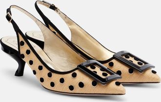 Roger Vivier Salones destalonados Virgule de lona con lunares