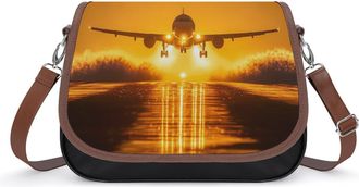 Generic Airport Runway Night Small Womens Crossbody Bags Shoulder Handbag with Adjustable Strap for Travel