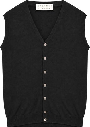 Cashmere Company Gilet Bottoni F.12 - Heren - V-hals truien - Zwart - 2XL - Katoen - Truien & Vesten