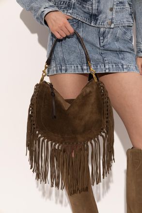 Isabel Marant Suede Shoulder Bag Oskan Soft Zip, Womens, Brown