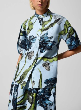 Erdem Womens Pleated sleeves poplin blouse