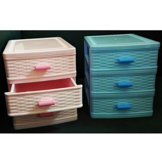 Trade Shop Trade Shop - Cassettiera 3 Cassetti Plastica Effetto Vimini Porta Oggetti Cofanetto Minuterie