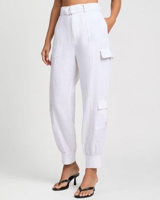 Onia Linen Utility Pant in White at Nordstrom, Size 2