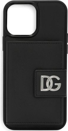 Dolce & Gabbana DG-logo iPhone 13 Pro Max case - men - Polycarbonite/Calf Leather/Thermoplastic - One Size - Black