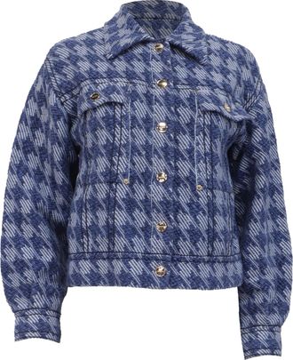 Sandro Sandro Balthazar Houndstooth Jacket in Blue in Cotton