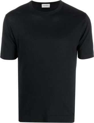 John Smedley Zwarte Katoenen Crew Neck T-shirt - Heren - T-shirts - Zwart - S - Katoen - Tops