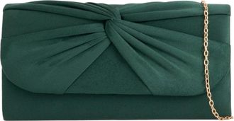 Girly HandBags Womens Twist Faux Suede Clutch Bag Green