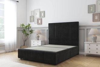 Sloomy Lisbon Plush Divan Base 2 Drawers - 54 Headboard & 12 Footboard in Black | Size: Single