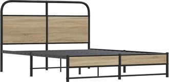 vidaXL Estructura de cama sin colchón 135x190 cm madera roble ahumado Vidaxl