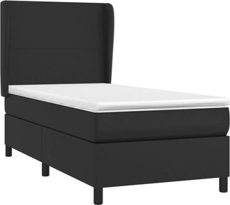 vidaXL Vidaxl - Cama Box Spring Con Colch&oacute;n Cuero Sint&eacute;tico Negro 90x190 Cm